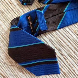 New Ben Sherman Slim Skinny Silk Stripe Mens Necktie Neck Tie Cobalt Blue Black